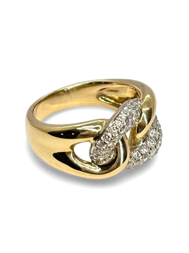 Bague 54 Bague en or jaune 18K sertie de diamants 58 Facettes 878
