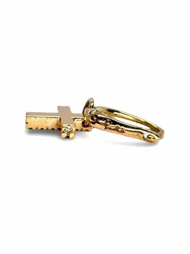 Boucles d'oreilles Pomellato - Boucle d’oreille Croix en or jaune et saphirs 0,18 ct 58 Facettes 991