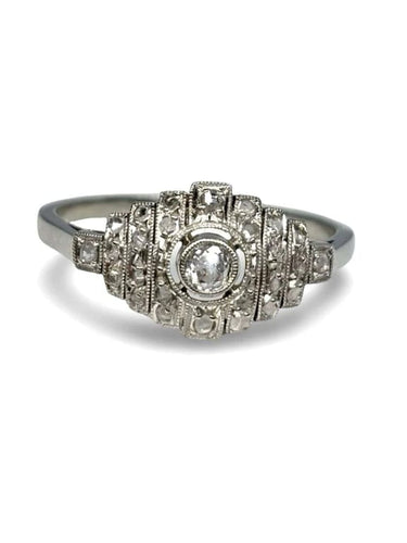 Bague 57 Bague ancienne en or blanc 18K et diamants 0,25 ct 58 Facettes 1007