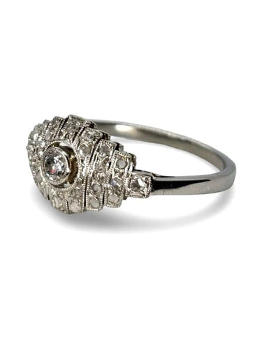 Bague 57 Bague ancienne en or blanc 18K et diamants 0,25 ct 58 Facettes 1007