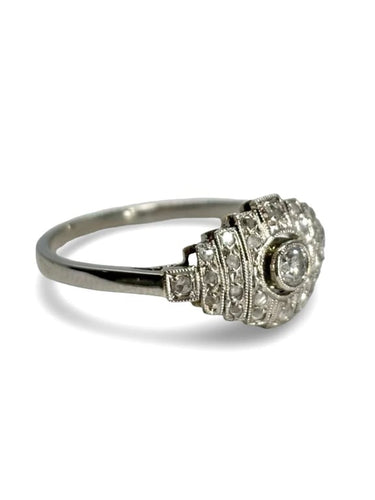 Bague 57 Bague ancienne en or blanc 18K et diamants 0,25 ct 58 Facettes 1007