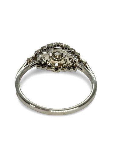 Bague 57 Bague ancienne en or blanc 18K et diamants 0,25 ct 58 Facettes 1007