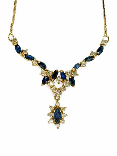 Collier Collier en or jaune 18K serti de saphirs et diamants 0,60 ct 58 Facettes 1065