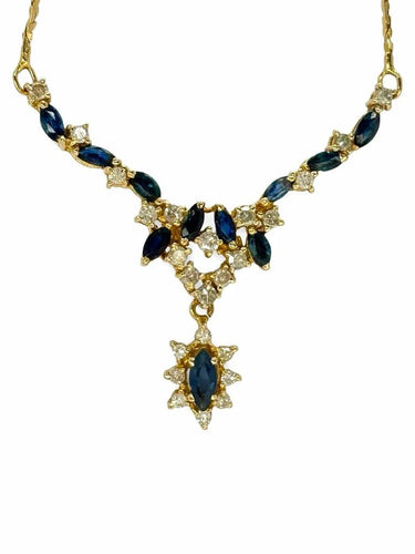 Collier Collier en or jaune 18K serti de saphirs et diamants 0,60 ct 58 Facettes 1065