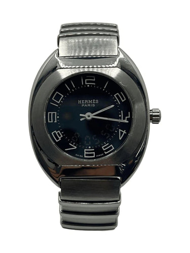 Montre Hermès Espace - Montre en acier, cadran noir, 32 mm 58 Facettes