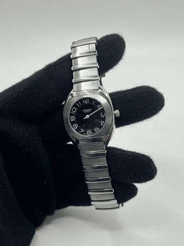 Montre Hermès Espace - Montre en acier, cadran noir, 32 mm 58 Facettes