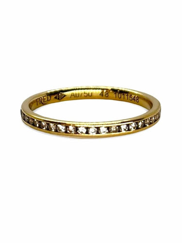 Bague 48 FRED - Demi-alliance en or jaune et diamants 0,21 ct 58 Facettes 1110
