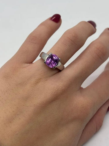 Bague 51 Bague en or blanc 18K sertie d’un saphir rose 3 ct 58 Facettes 416