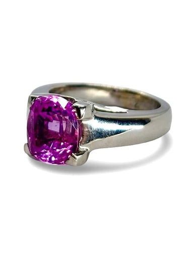 Bague 51 Bague en or blanc 18K sertie d’un saphir rose 3 ct 58 Facettes 416