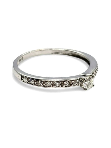 Bague 51.5 Solitaire - Bague en or blanc 18K et diamants 0,24 ct 58 Facettes 1139