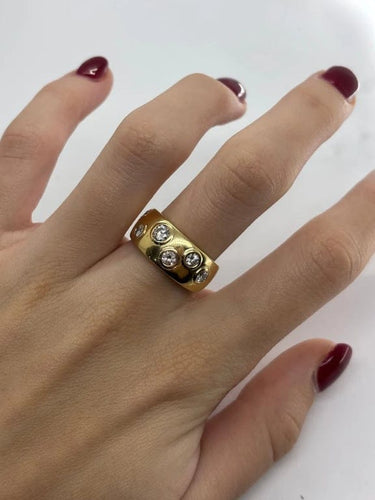 Bague 54.5 Bague en or jaune 18K sertie de diamants 0,75 ct 58 Facettes 1152