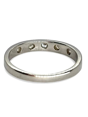 Bague 54 Alliance en or blanc 18K sertie de diamants 0,15 ct 58 Facettes 1178