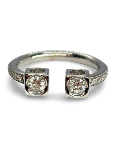 Bague 53 Dinh Van - Bague 2 cubes XL en or blanc et diamants 0,43 ct 58 Facettes 1183