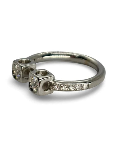 Bague 53 Dinh Van - Bague 2 cubes XL en or blanc et diamants 0,43 ct 58 Facettes 1183
