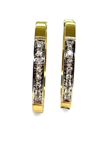 Boucles d'oreilles Créoles en or jaune 18K serties de diamants 0,50 ct 58 Facettes 1153