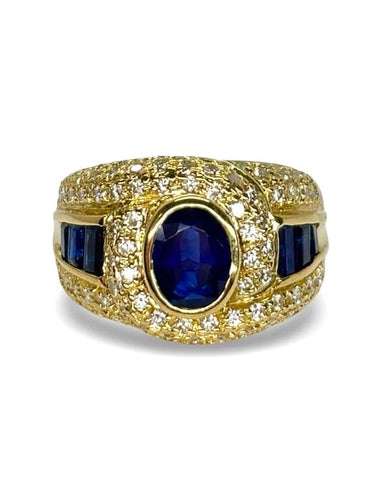 Bague 53 Bague en or jaune 18K avec saphirs et diamants 58 Facettes 1203