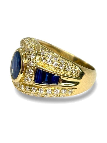 Bague 53 Bague en or jaune 18K avec saphirs et diamants 58 Facettes 1203