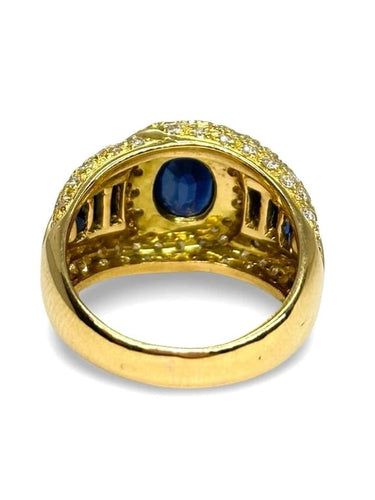 Bague 53 Bague en or jaune 18K avec saphirs et diamants 58 Facettes 1203