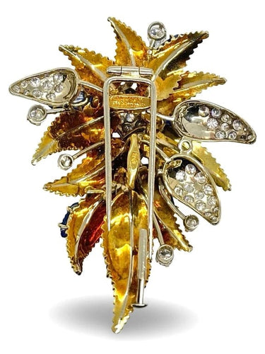 Broche Missiaglia - Broche en or jaune 18K saphirs et diamants 58 Facettes 1254