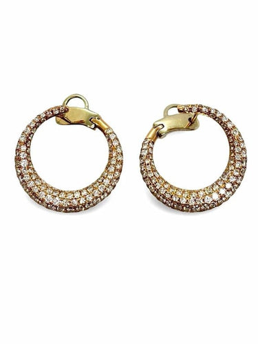 Boucles d'oreilles Boucles d'oreilles en or rose 18K serties de diamants 1,2 ct 58 Facettes