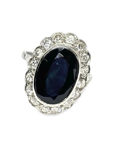 Bague 53 Bague en platine 950 avec saphir 4 ct et diamants 0,50 ct 58 Facettes 1290