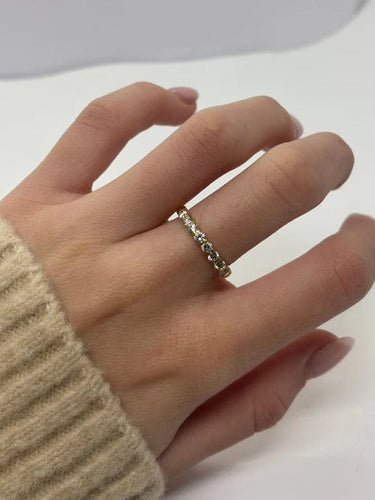 Bague 52.5 Demi-alliance - Bague en or jaune 18K et diamants 0,65 ct 58 Facettes 1294
