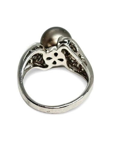 Bague 56 Bague en or blanc 18K avec perle de Tahiti et diamants 0,60 ct 58 Facettes 1335