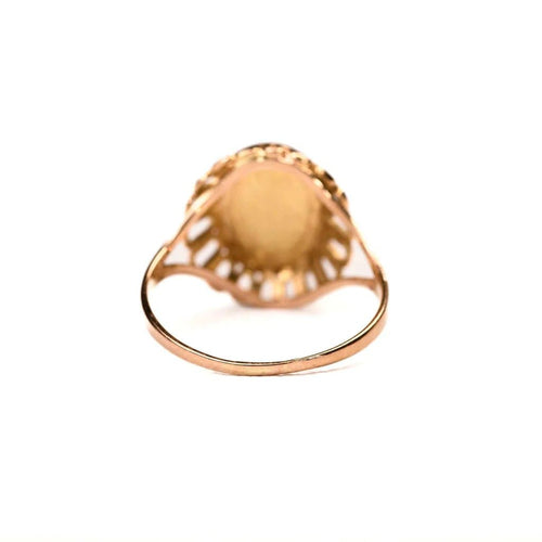 Bague 56.5 Augis - Bague chevalière médaille d'amour en or jaune, diamant et rubis 58 Facettes LMB-309