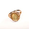 Bague 56.5 Augis - Bague chevalière Médaille d'amour en or jaune, diamant et rubis 58 Facettes LMB-309