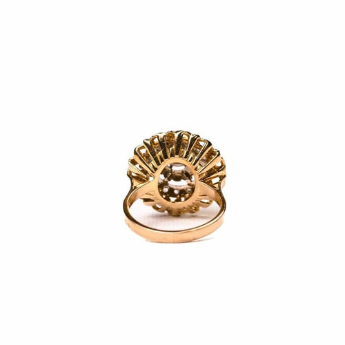 Bague 55 Bague dôme cible en or jaune 18K et platine, diamants 58 Facettes LMB-324