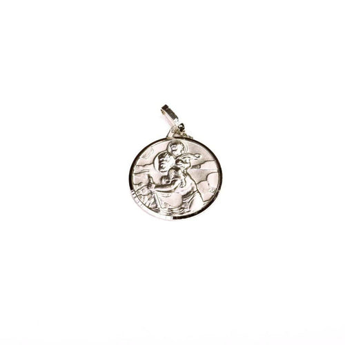 Pendentif Médaille ronde Saint Christophe en or blanc 18K 58 Facettes LMB-305