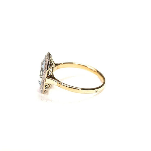 Bague 51.5 Bague ancienne - Topaze bleue et diamants en or rose 58 Facettes LMB-330