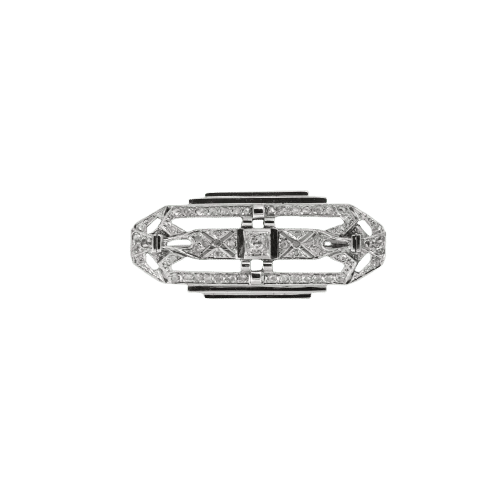 Broche Art déco - Broche géométrique en or blanc et diamants 58 Facettes LMB-26
