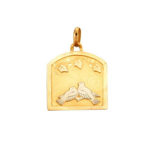 Pendentif Pendentif médaille - 2 colombes en or jaune 18K 58 Facettes