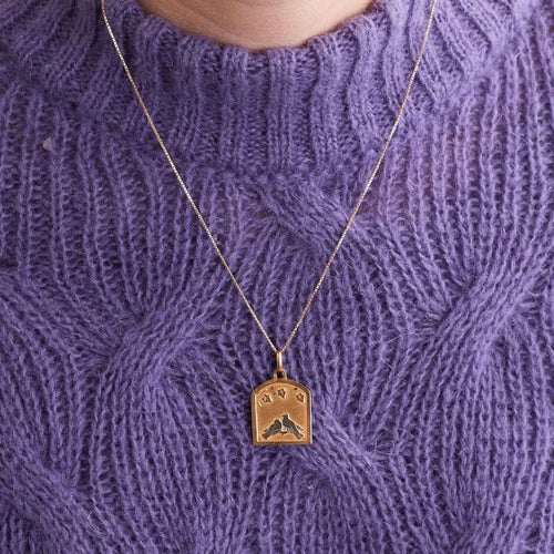 Pendentif Pendentif médaille - 2 colombes en or jaune 18K 58 Facettes