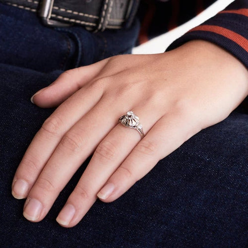 Bague 55 Bague solitaire diamant 0,10 ct en or blanc 750 58 Facettes