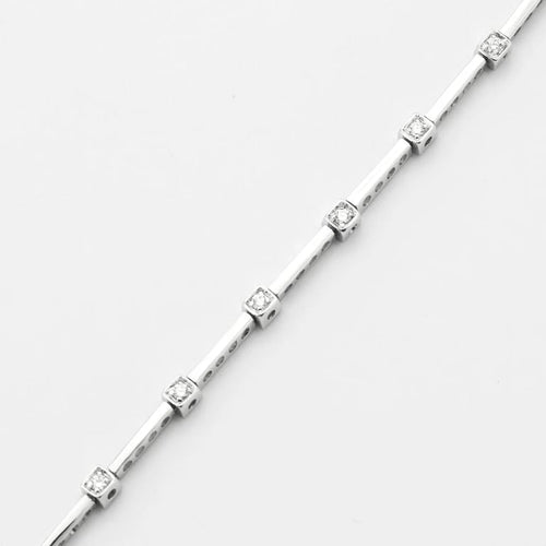 Bracelet Bracelet maillons rectangulaires en or blanc 18K et diamants 58 Facettes LMB-65