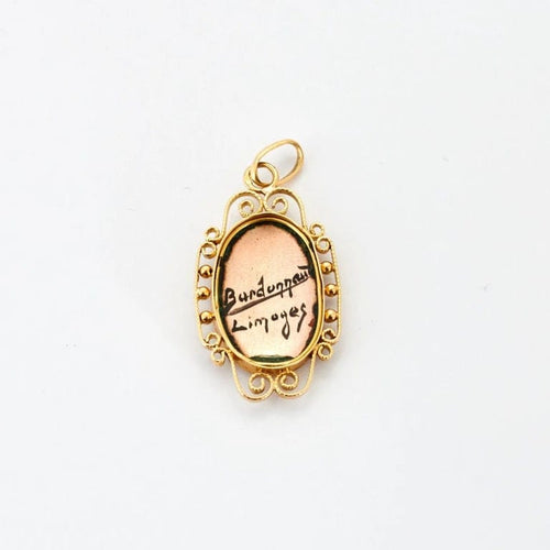Pendentif Pendentif ancien en or jaune 750 et émaux de Limoges 58 Facettes