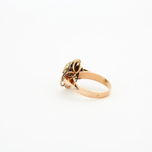 Bague 52 Bague fleur vintage en or jaune et blanc 18K et diamants 58 Facettes