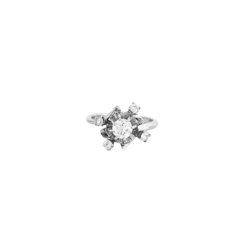 Bague 48.5 Bague vintage en or blanc 18K et diamants 58 Facettes LMB-7