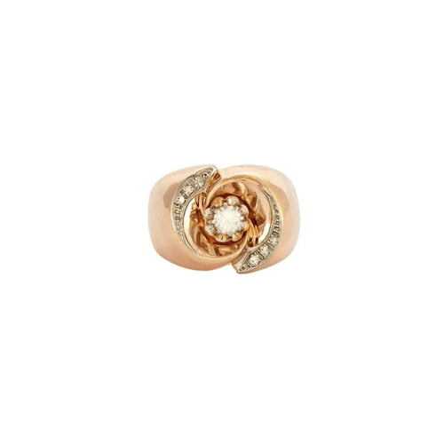 Bague 52 Bague tourbillon vintage en or rose 18K et diamants 58 Facettes