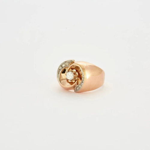 Bague 52 Bague tourbillon vintage en or rose 18K et diamants 58 Facettes