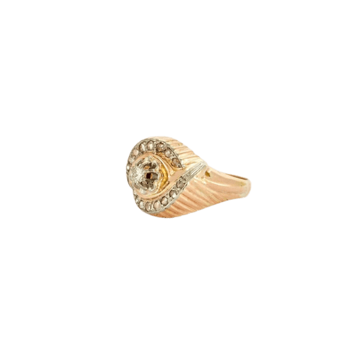 Bague 56 Bague tourbillon en or jaune 18K avec diamants 58 Facettes LMB-93