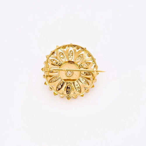 Broche Broche ronde fleur Napoléon III en or rose 18K et diamants 58 Facettes LMB-27