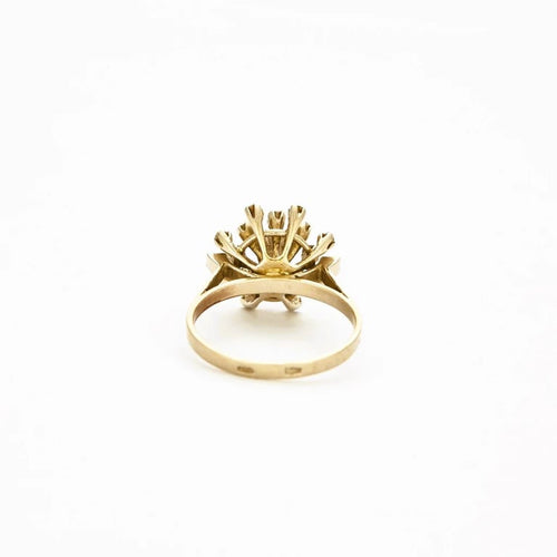 Bague 57 Bague marguerite double halo en or jaune 14K et diamants 58 Facettes LMB-136