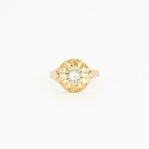 Bague 50 Bague en or rose 18K sertie d’un diamant 0,14 ct 58 Facettes
