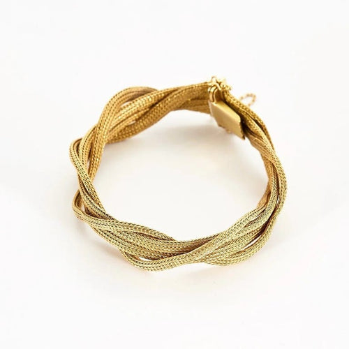 Bracelet Bracelet manchette tressé en maille tissée en or jaune 18K 58 Facettes