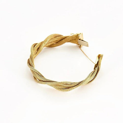 Bracelet Bracelet manchette tressé en maille tissée en or jaune 18K 58 Facettes