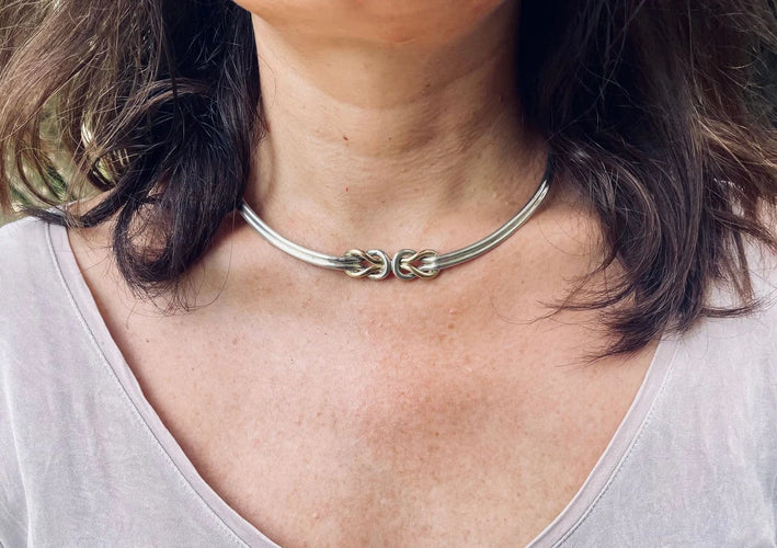 Collier ZOLOTAS - Collier torque nœud d’Héraclès en argent et or jaune 58 Facettes