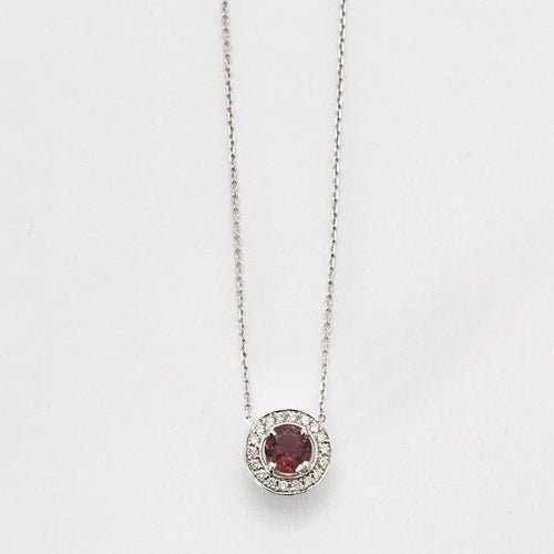 Collier Collier pendentif en or blanc 18K avec tourmaline rose et diamants 58 Facettes